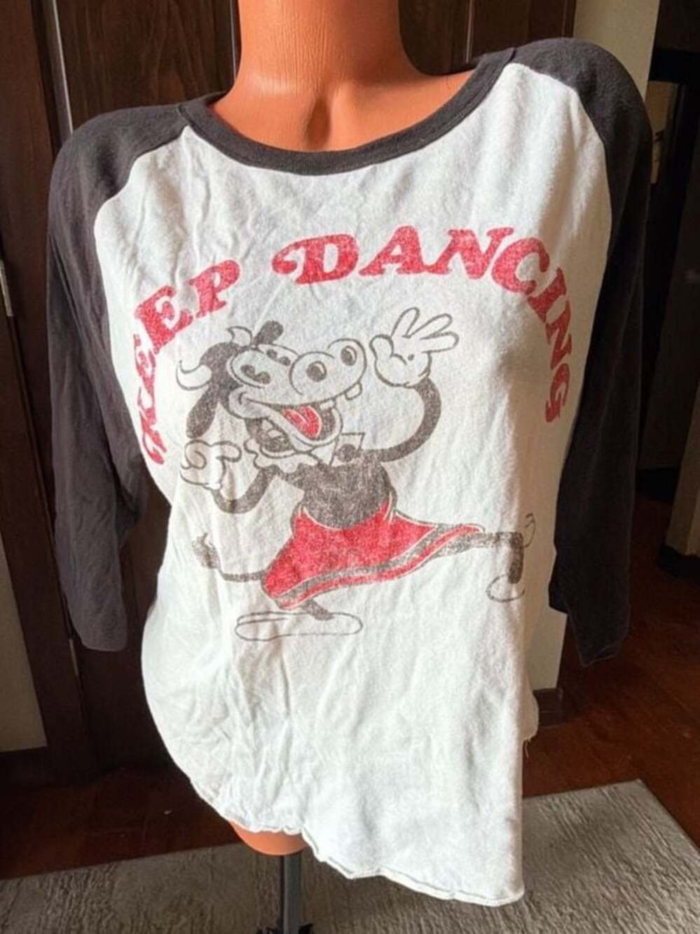 Vintage Disney Clara belle Keep Dancing 3/4 Sleeve Raglan T-Shirt